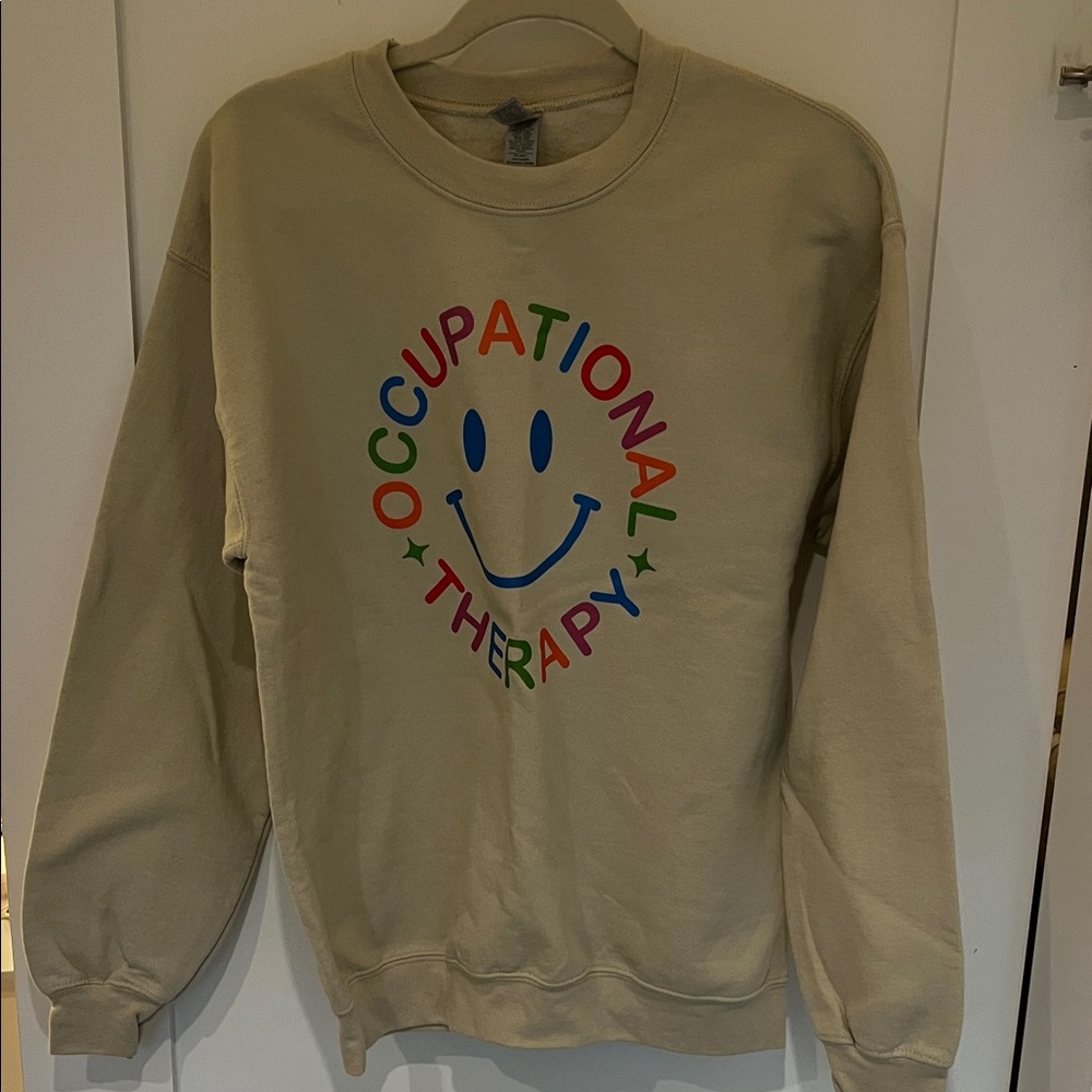 Gildan Beige Crewneck with Colorful Smiley Design